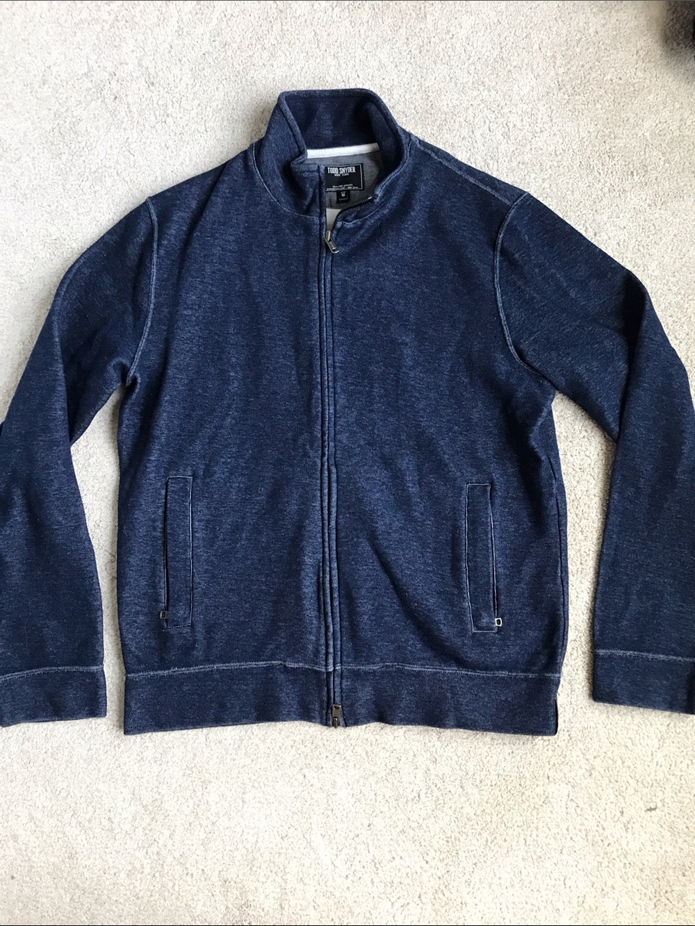 Todd Snyder Indigo fleece zip-up sweatshirt blue Medium